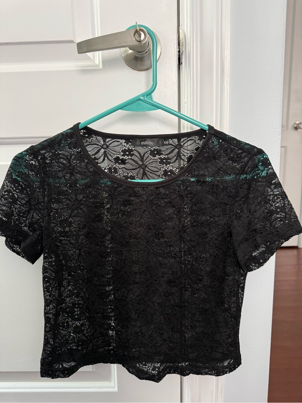 Millau Black Floral Lace Crop Top